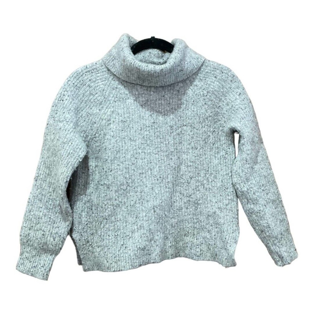 J. Crew Merchantile Donegal Turtleneck Chunky Sweater Lambs Wool Grey